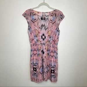 J. Crew Silk Chiffon Pink watercolor Marble Print Dress 6